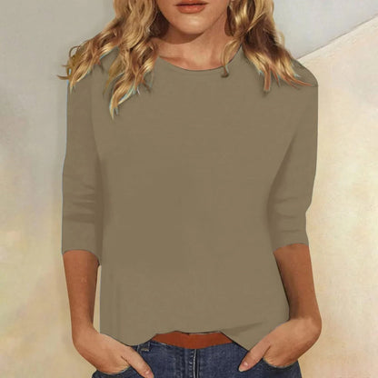 Women's Crew Neck 3/4 Sleeve Casual Everyday Top