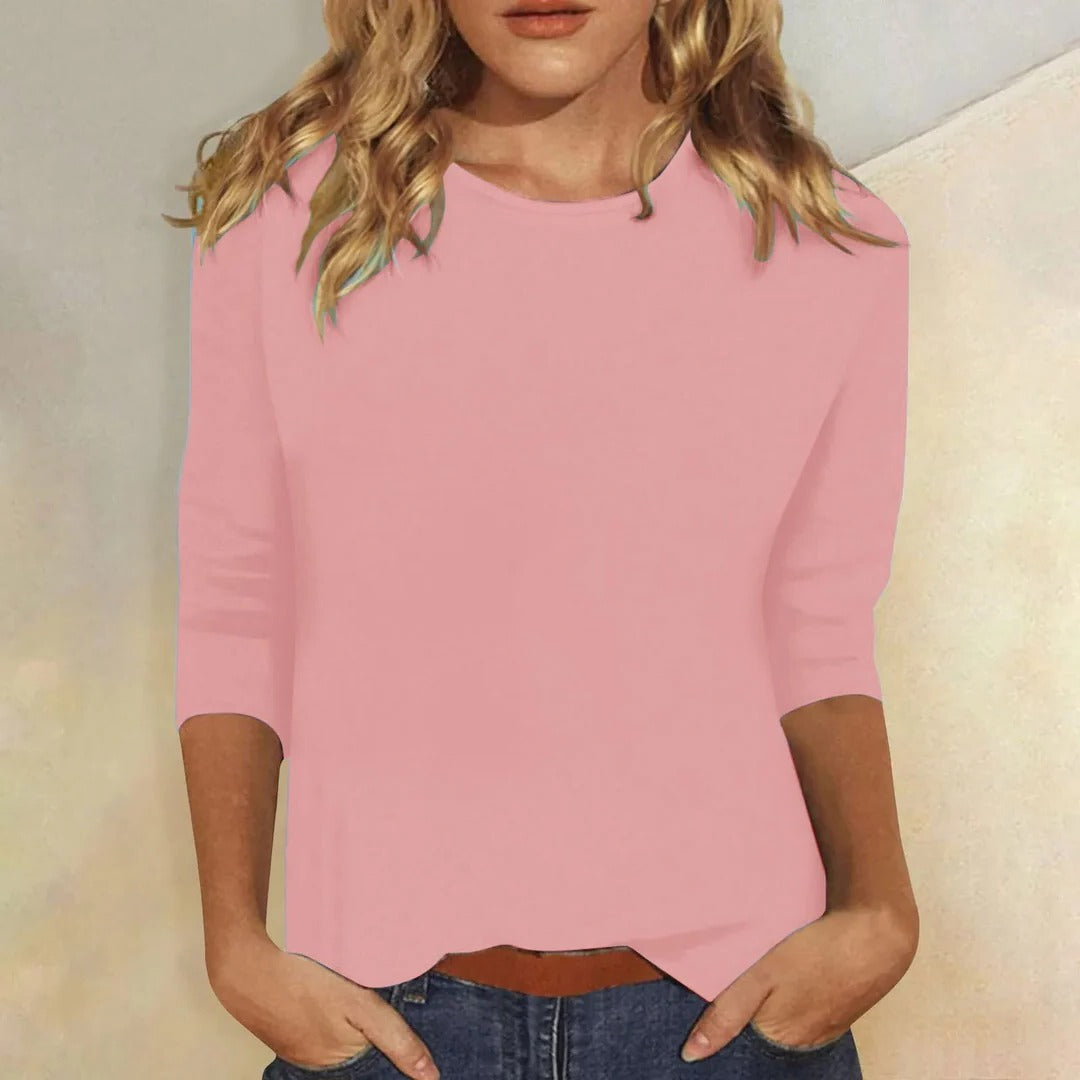 Women's Crew Neck 3/4 Sleeve Casual Everyday Top