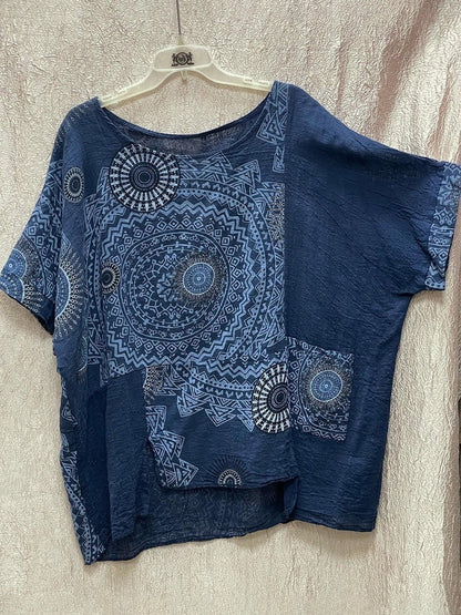 Women's Mandala Print Top & Wide Leg Pants Co-Ord Set
