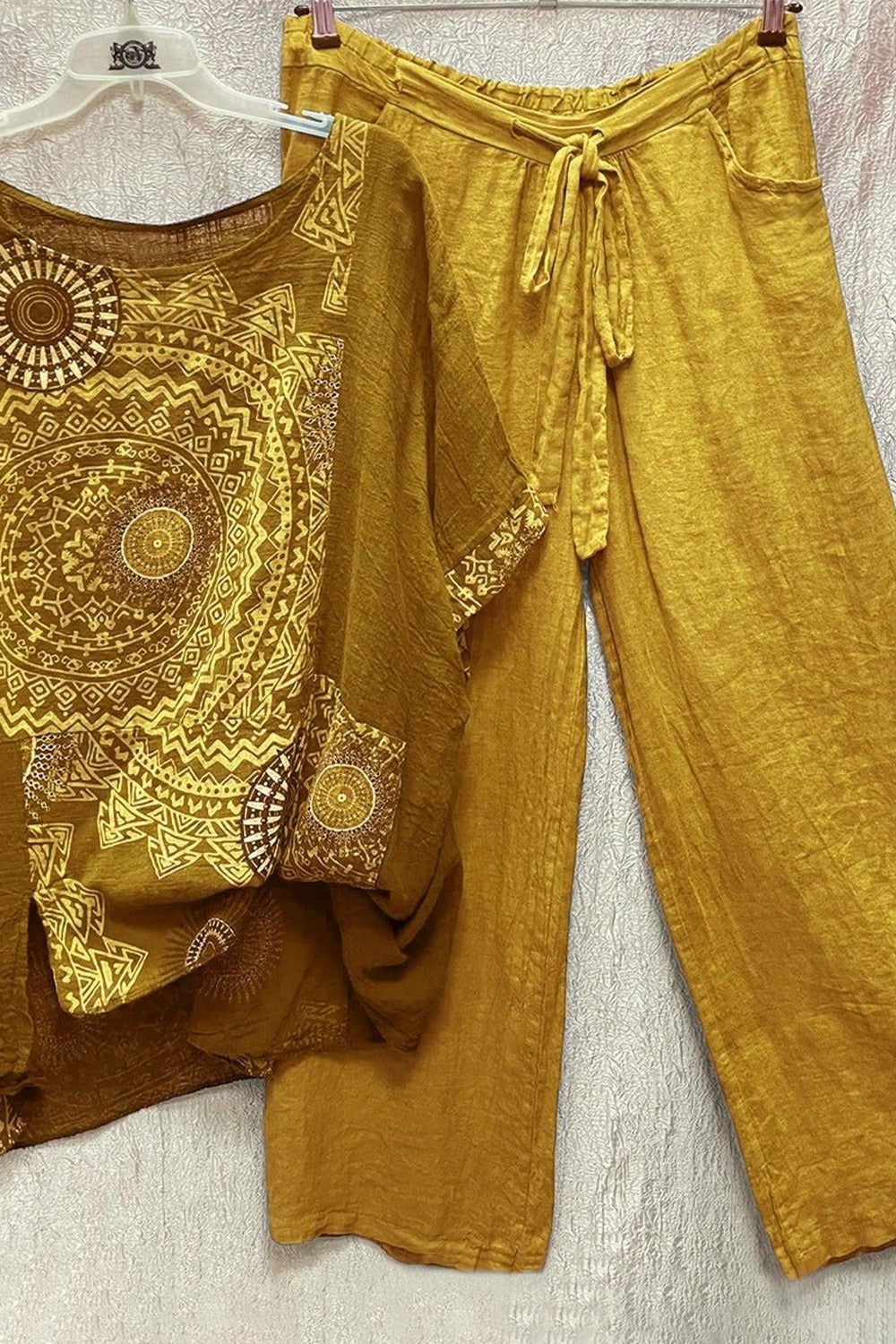 Women's Mandala Print Top & Wide Leg Pants Co-Ord Set
