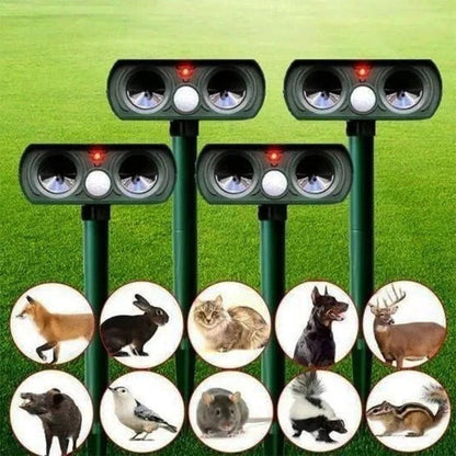 Solar-Powered Motion-Activated Animal Deterrent for Gardens