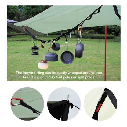 Outdoor Camping Clothesline - Portable Hanging Rope with 19 Carabiners for Travel & Hiking