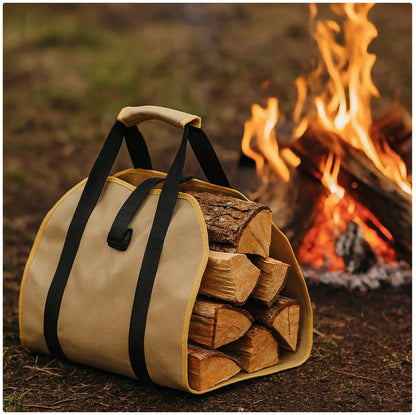 Heavy-Duty Firewood Carrier Bag - Waterproof Canvas Log Tote for Camping & Fireplace