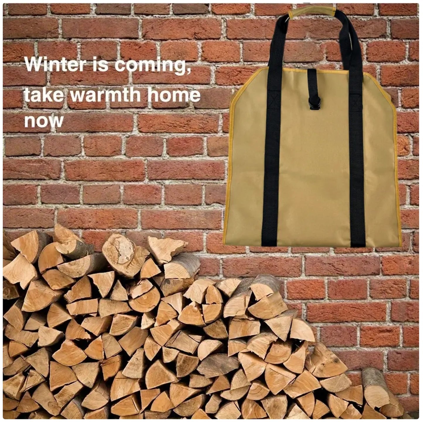 Heavy-Duty Firewood Carrier Bag - Waterproof Canvas Log Tote for Camping & Fireplace