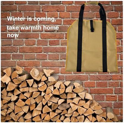 Heavy-Duty Firewood Carrier Bag - Waterproof Canvas Log Tote for Camping & Fireplace