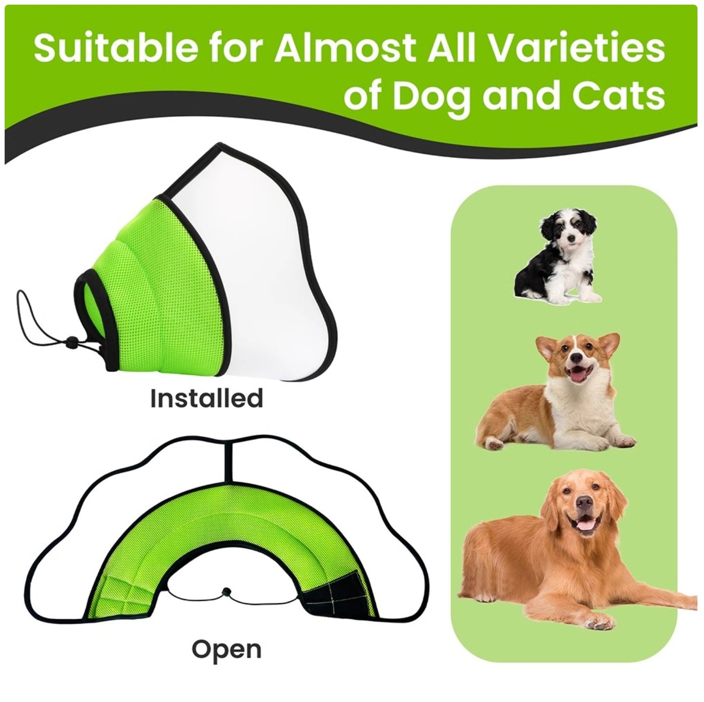 Waterproof Dog Protective Collar - Anti-Bite & Anti-Lick Recovery Cone for Dogs