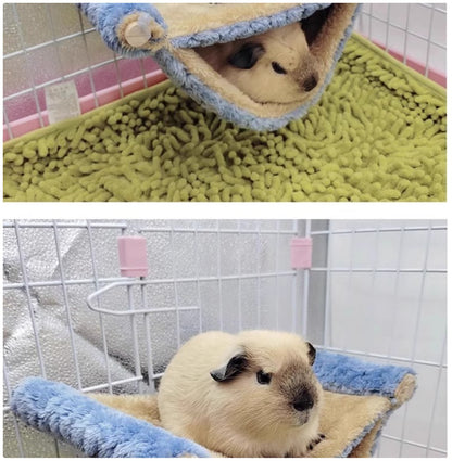 Double-Layered Hamster Hammock - Soft Plush Hanging Bed for Small Pets