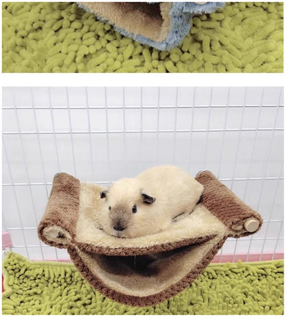 Double-Layered Hamster Hammock - Soft Plush Hanging Bed for Small Pets
