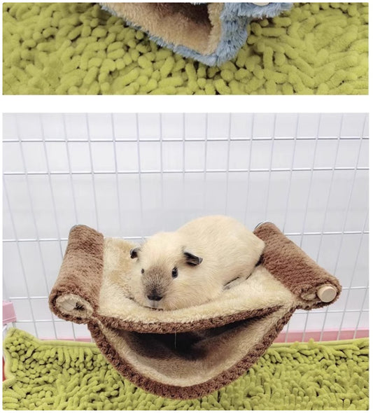 Double-Layered Hamster Hammock - Soft Plush Hanging Bed for Small Pets