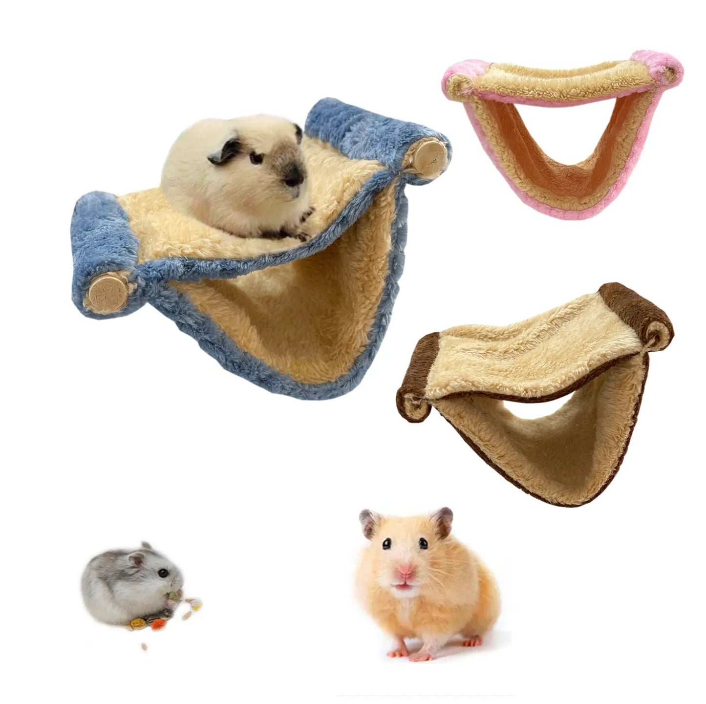 Double-Layered Hamster Hammock - Soft Plush Hanging Bed for Small Pets