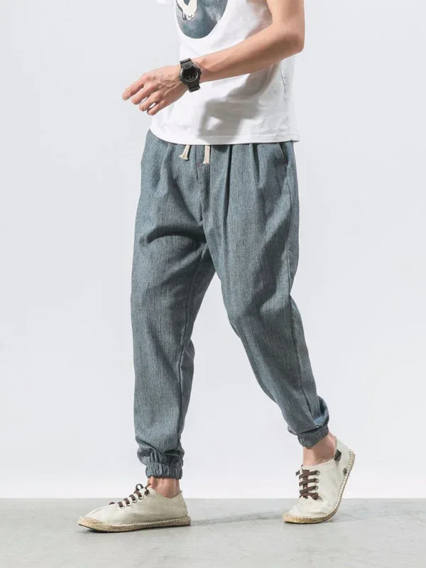 Men’s Linen Harem Pants – Casual, Comfortable Drawstring Style - Shello's Creative Boutique