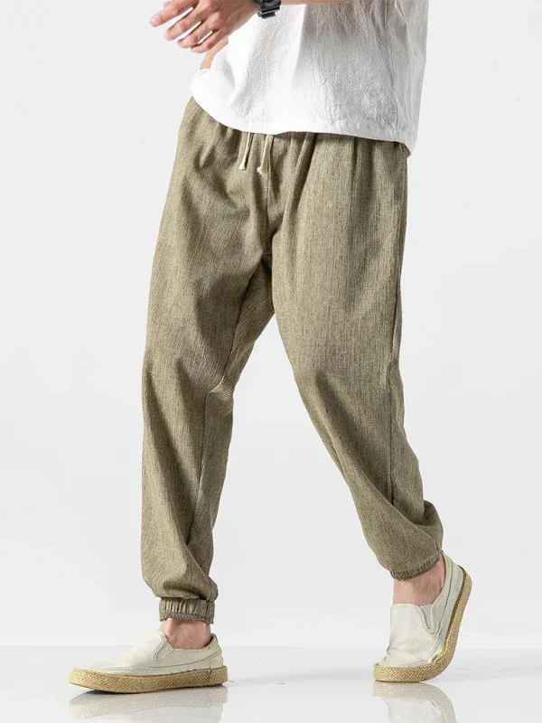 Men’s Linen Harem Pants – Casual, Comfortable Drawstring Style - Shello's Creative Boutique