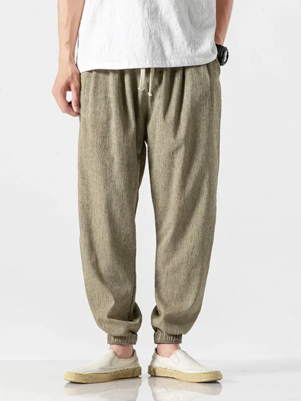 Men’s Linen Harem Pants – Casual, Comfortable Drawstring Style - Shello's Creative Boutique