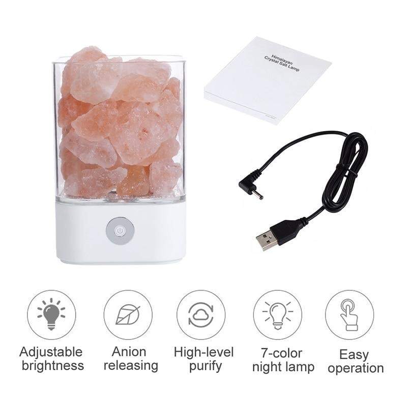 Lampe en cristal de sel de l'Himalaya (couleur) | Éclairage - Science Factory