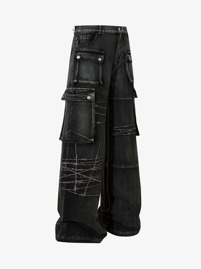 Embroidered Hip-Hop Street Style Jeans