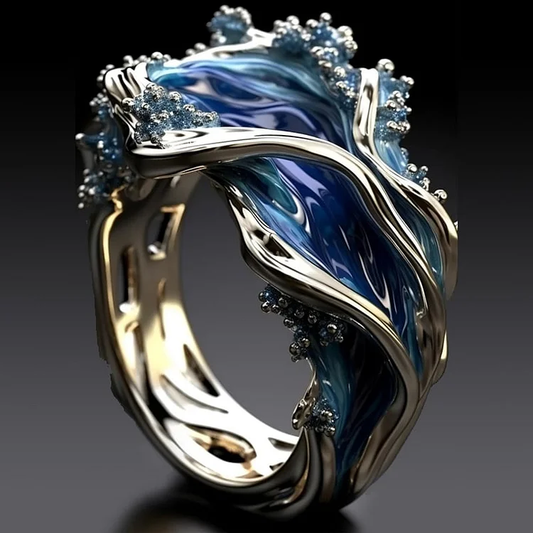 Inel Vintage Aur cu Design Valuri Oceanice