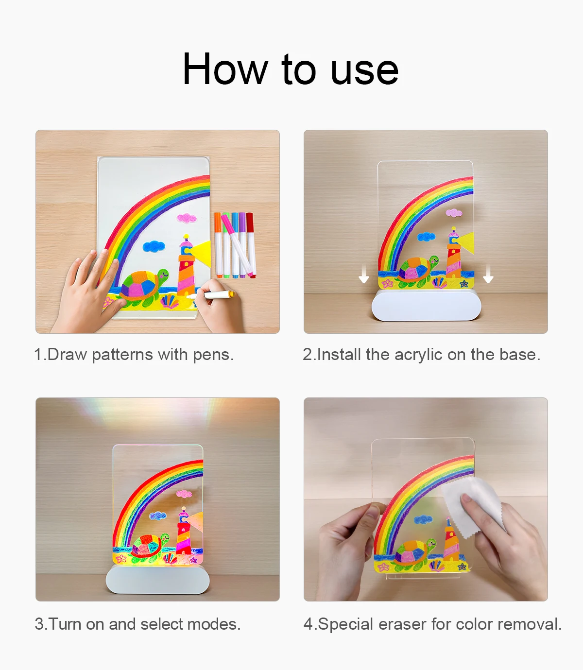 LED DrawingLight™ – Creative Wall Art Night Light for Kids with Glow Pens