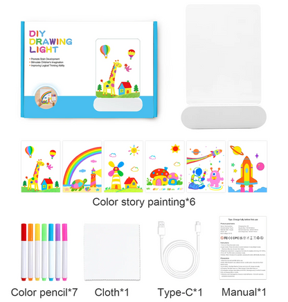 LED DrawingLight™ – Creative Wall Art Night Light for Kids with Glow Pens