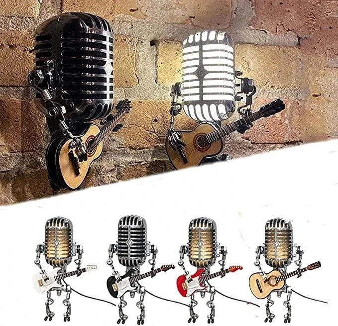 Whimsical Robot Desk Lamp with Musical Flair