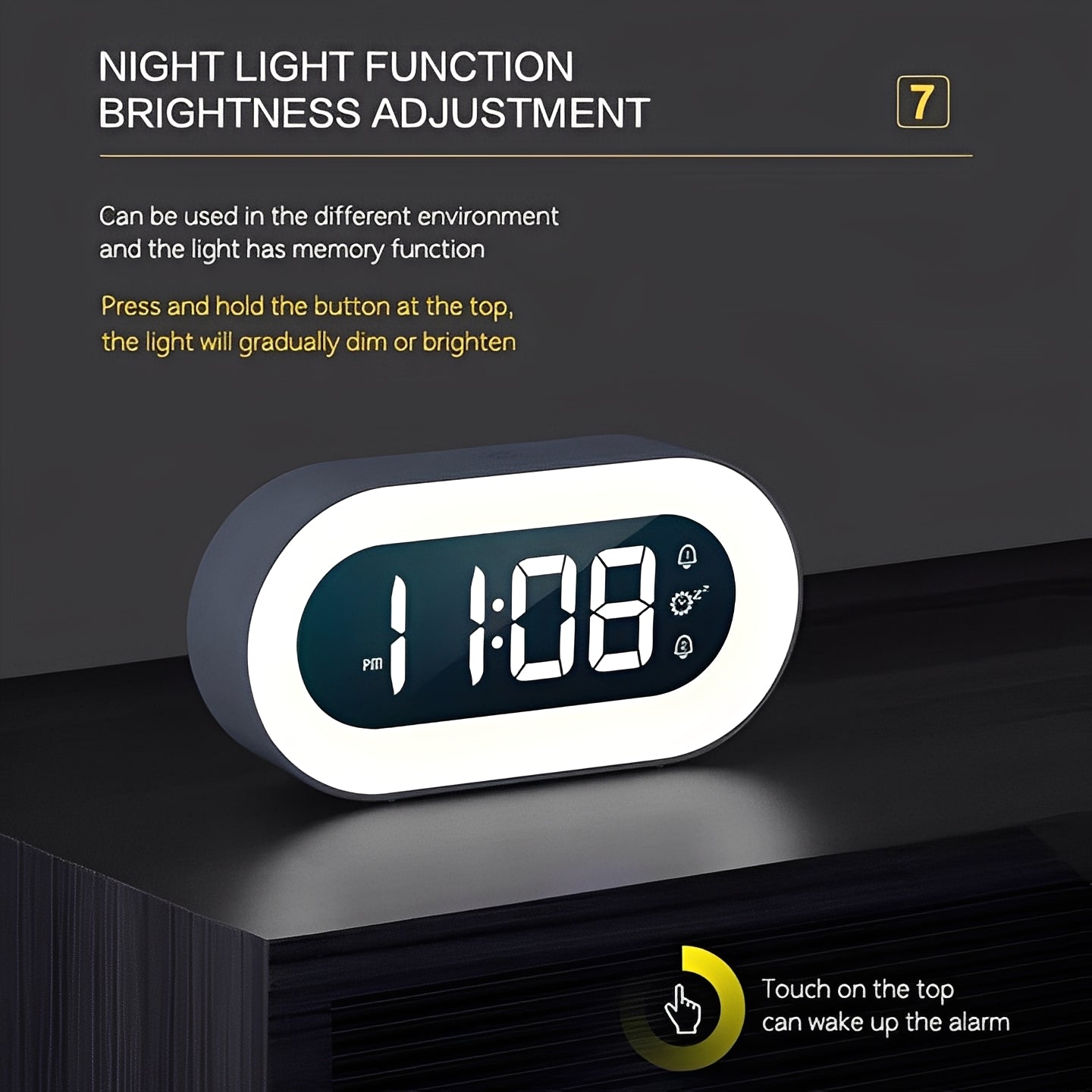 Digitaler Wecker mit dimmbarem LED-Licht und USB-C-Ladung