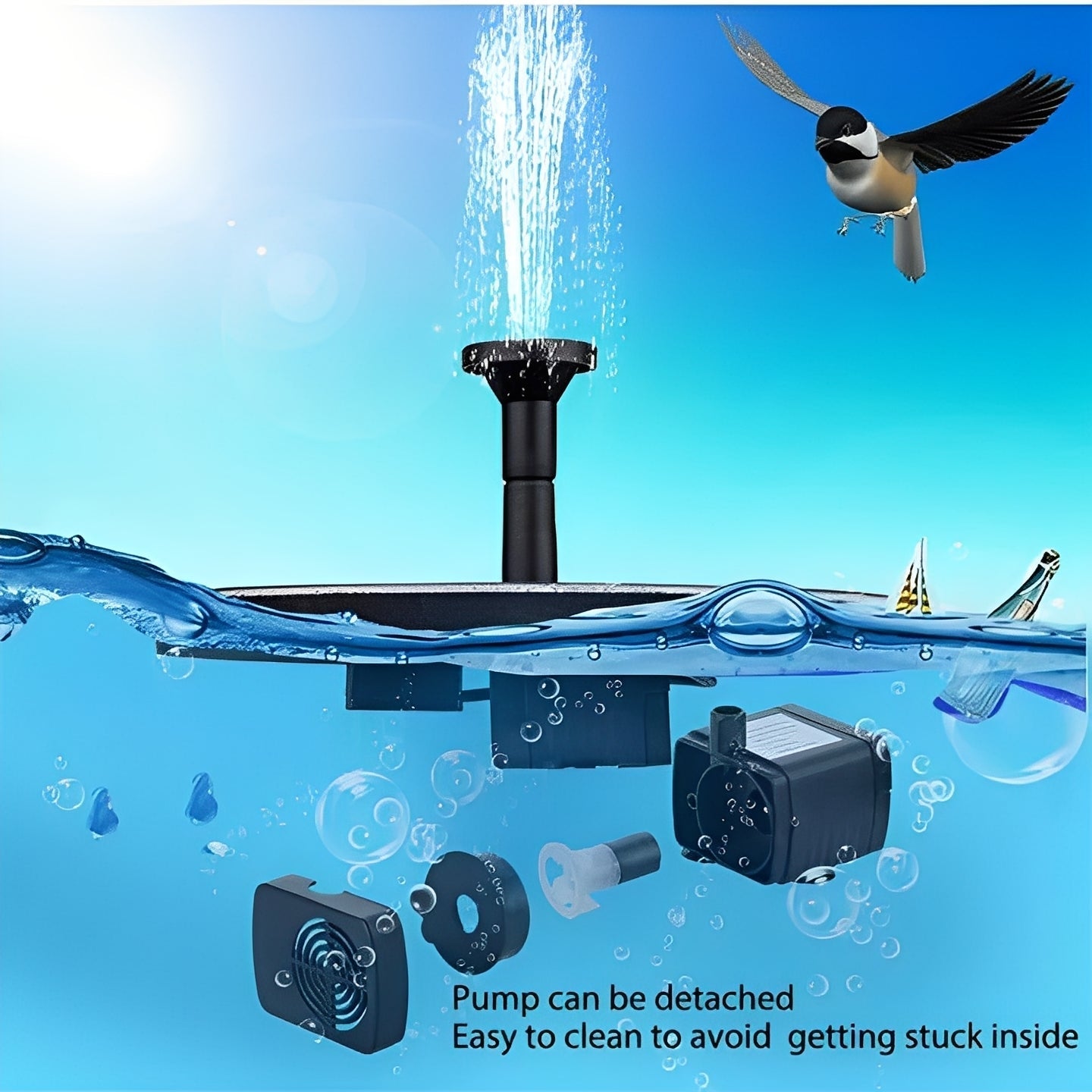 Solar-Powered Floating Fountain Pump for Outdoor Decor