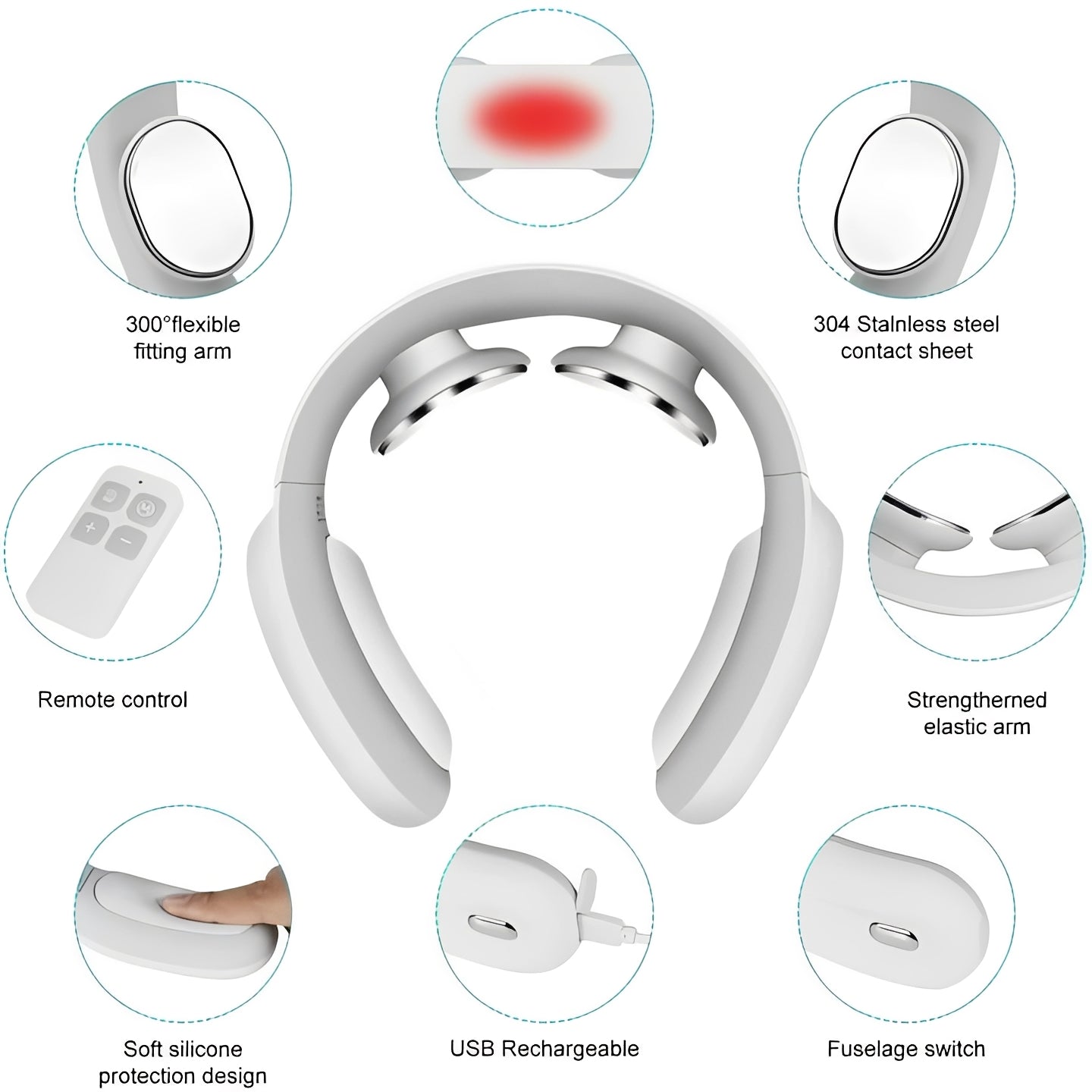 Rechargeable Comfort Neck Massager with Heat and Vibration Settings