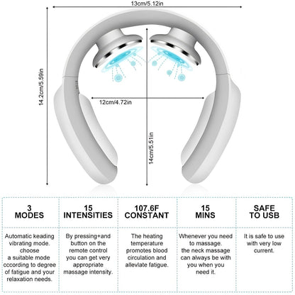 Rechargeable Comfort Neck Massager with Heat and Vibration Settings