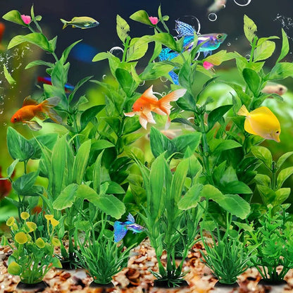 Aquarium Décor: Set of 10 Realistic Artificial Plants