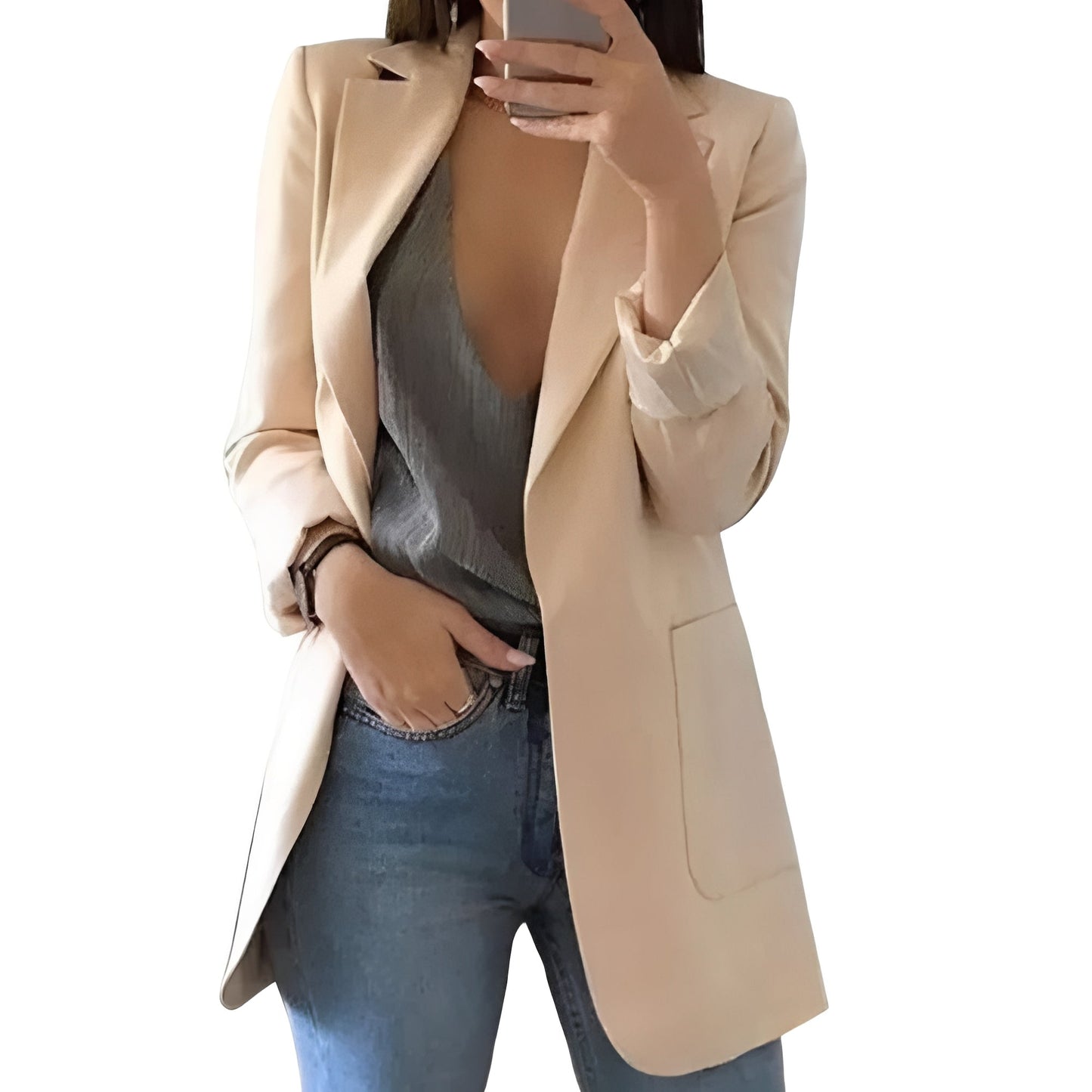 Eleganter Damenblazer mit offenem Frontdesign für jeden Anlass
