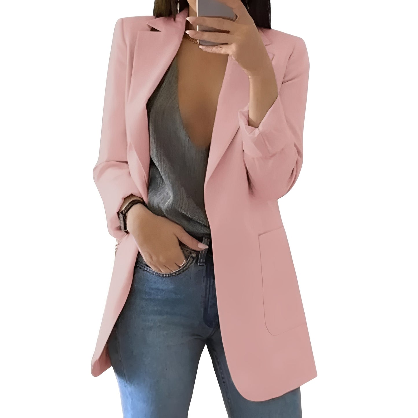 Eleganter Damenblazer mit offenem Frontdesign für jeden Anlass