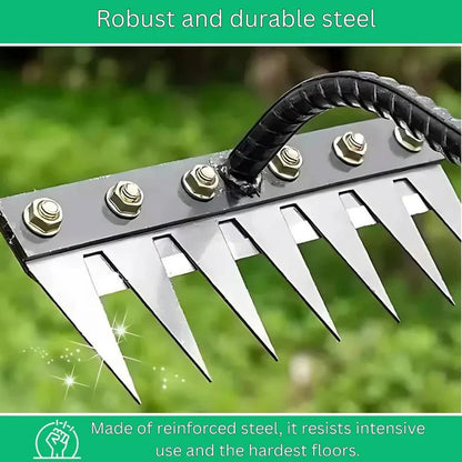 Ergonomischer Gartenrechen aus Stahl für effizientes Unkrautjäten