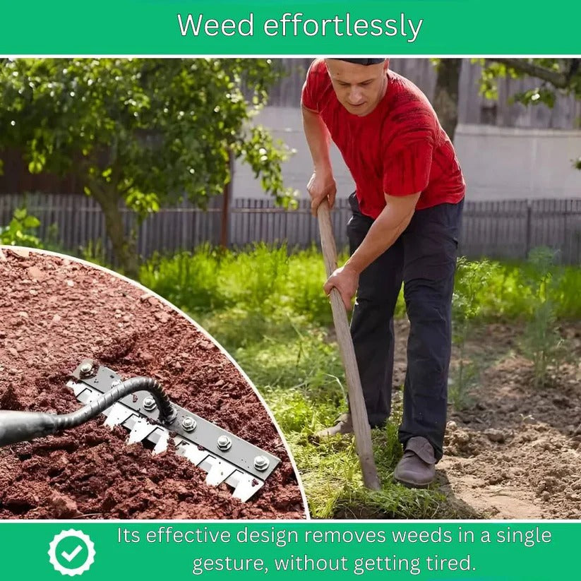 Ergonomischer Gartenrechen aus Stahl für effizientes Unkrautjäten