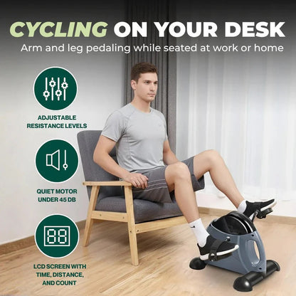 Compact Under-Desk Pedal Exerciser with Adjustable Resistance & Display