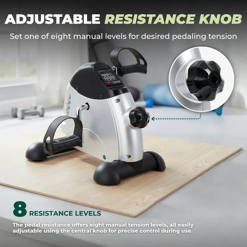 Compact Under-Desk Pedal Exerciser with Adjustable Resistance & Display