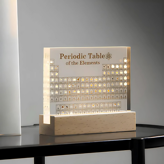 Elegant Akryl Periodisk System Lampe med Ægte Elementer