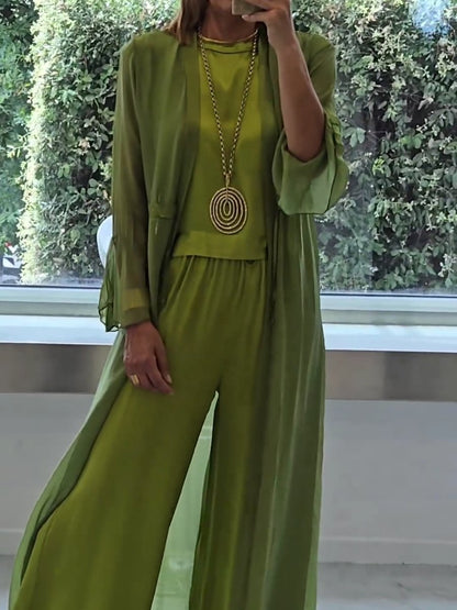 Porena | Elegantes Set mit weiter Hose und leichter Überlage