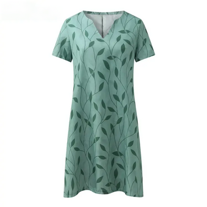 Bladprint V-hals Midi-jurk voor Dames