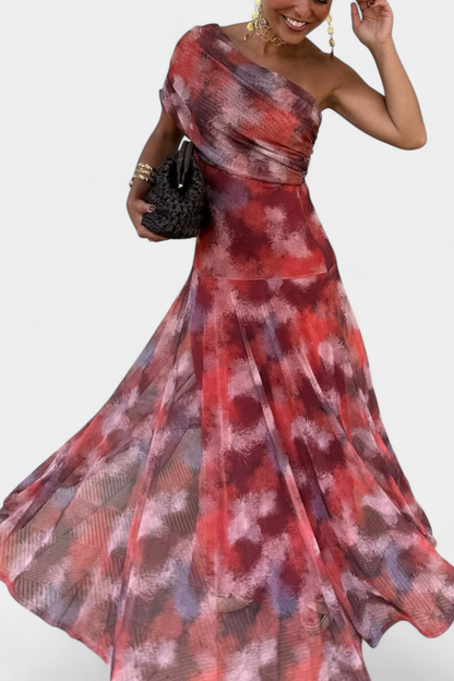 Vestido Maxi Tie-Dye de Un Hombro Jessamy