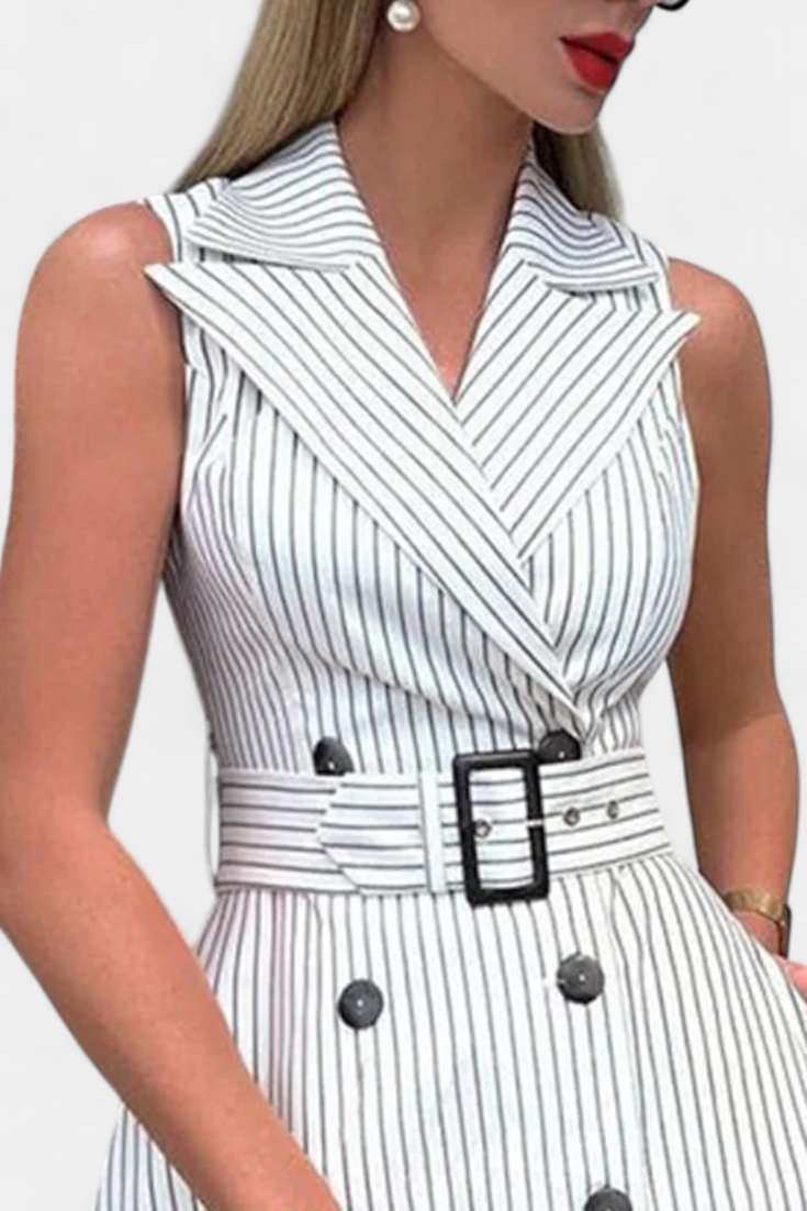 Vestido Midi a Rayas Diana con Cintura Atada