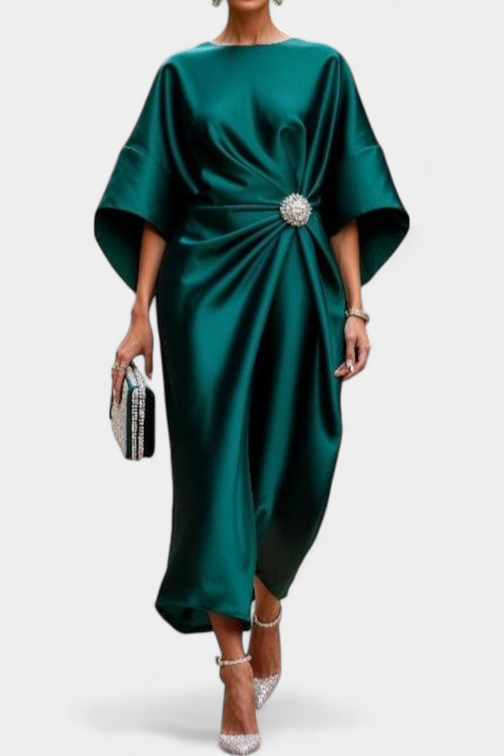 Ubelia – Vestido Largo de Satén con Brillo Luxe que deslumbra en cada movimiento