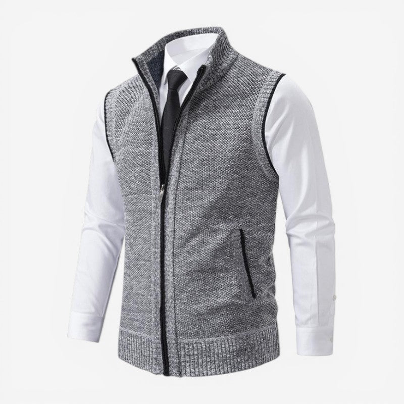 Mark- Sleeveless Vest with Stand Collar and Zip Closure | Side Pockets | Sizes XS–2XL | Grey, Light Grey, Red, Black