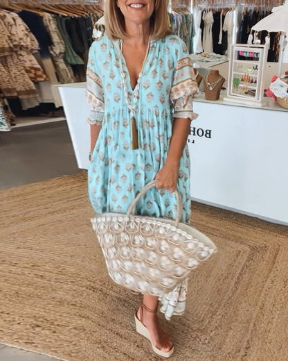 Peyton – Haljina s dugim lantern rukavima u boho stilu
