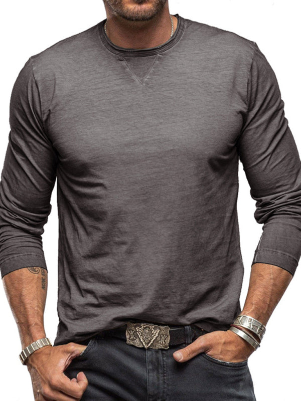 Round Neck Long Sleeve Cotton T-Shirt