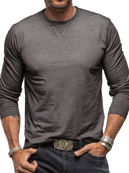 Round Neck Long Sleeve Cotton T-Shirt