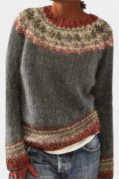 Amelia – Damski sweter z kolorowym zimowym wzorem