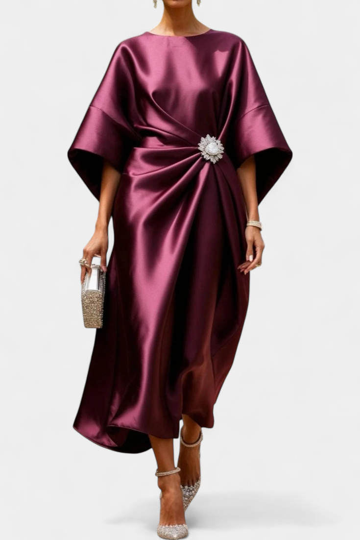 Ubelia – Vestido Largo de Satén con Brillo Luxe que deslumbra en cada movimiento