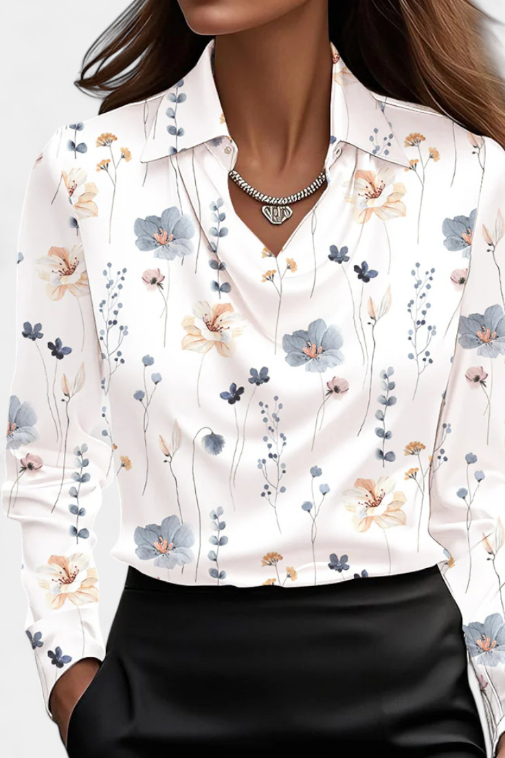 Blusa Dilnaz | Satinada con Escote en Cascada