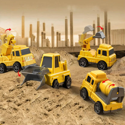 5-Piece Construction Vehicle Set with Ramp and Transport Truck