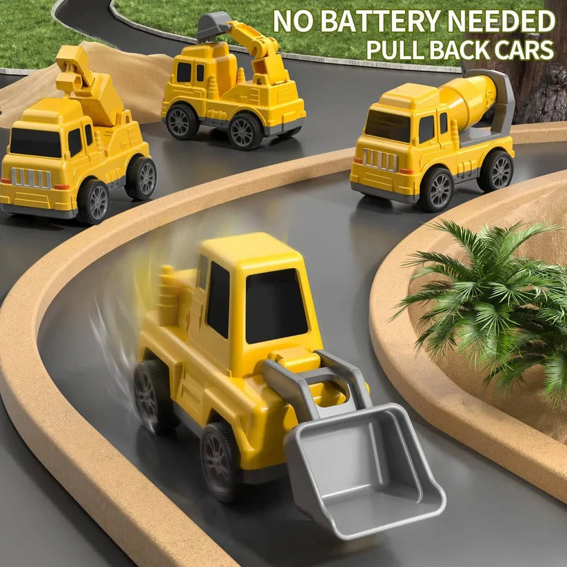 5-Piece Construction Vehicle Set with Ramp and Transport Truck