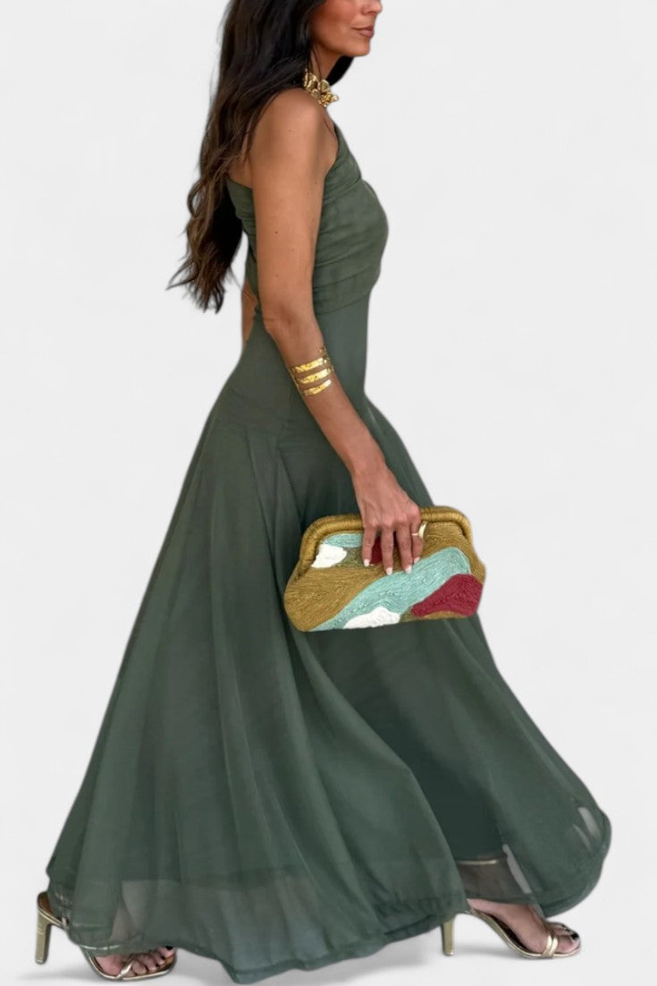 Vestido Maxi Tie-Dye de Un Hombro Jessamy